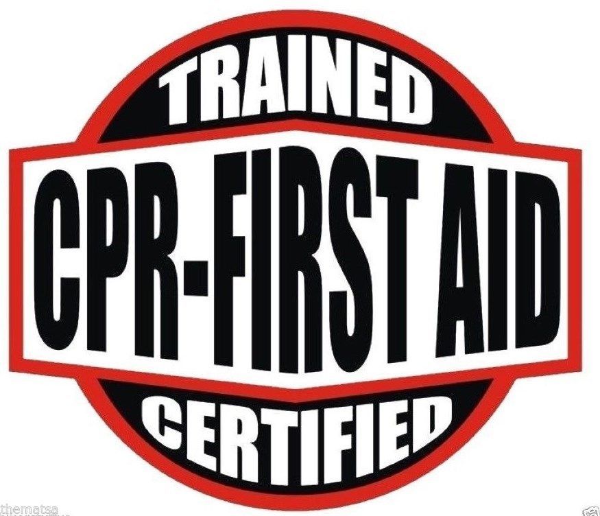 TRAINED CERTIFIED CPR FIRST AID HELMET BUMPER STICKER DECAL MADE IN USA