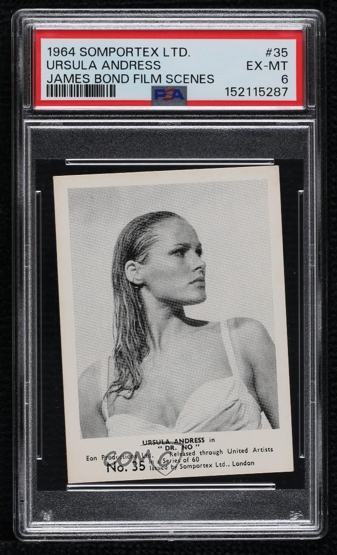 1964-65 Somportex James Bond 007 Ursula Andress #35 PSA 6 11bd 1964-65 Somportex James Bond 007 Ursula Andress #35 PSA 6 11bd