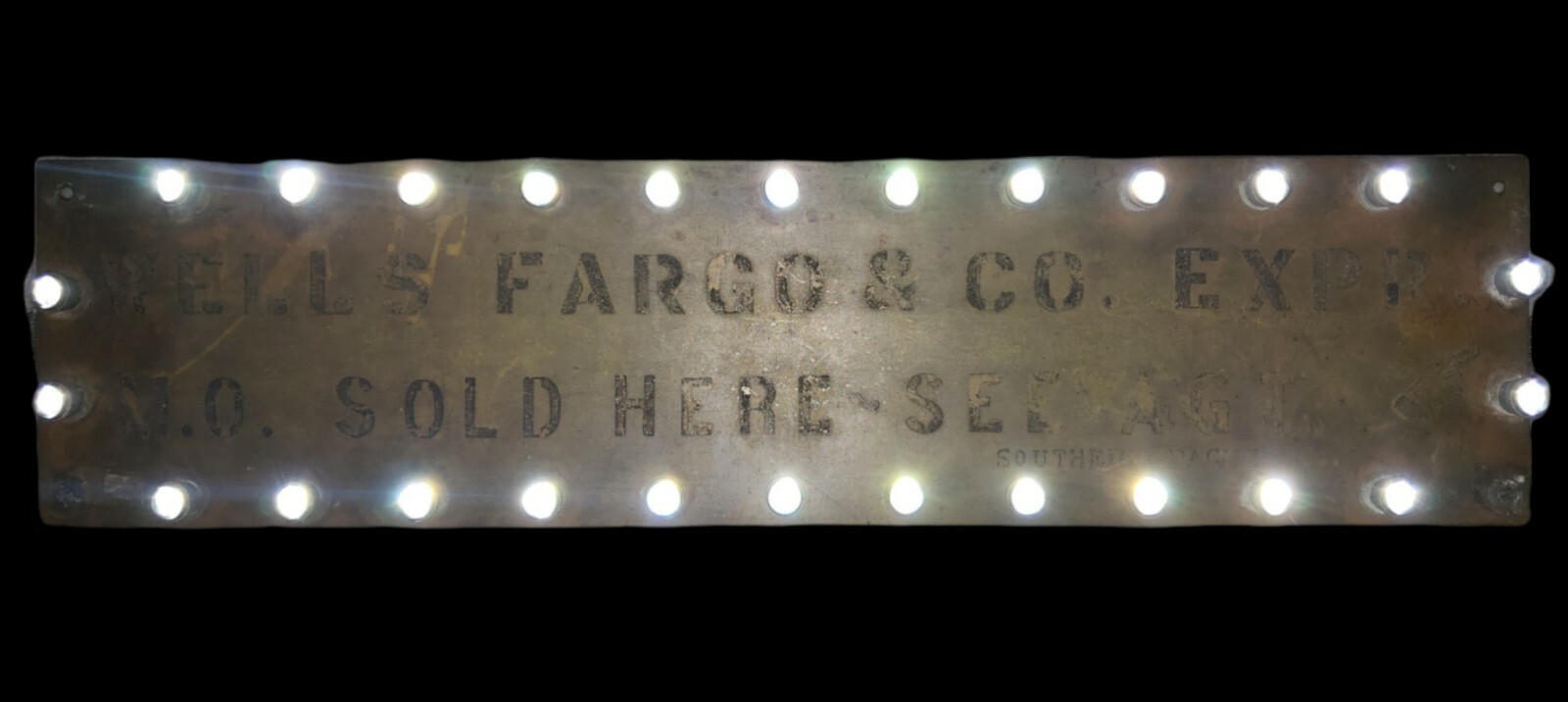 WELLS FARGO EXPRESS & CO SIGN SOUTHERN PACIFIC RR CA OR NV TRAIN DEPOT MONEY ORD WELLS FARGO EXPRESS & CO SIGN SOUTHERN PACIFIC RR CA OR NV TRAIN DEPOT MONEY ORD