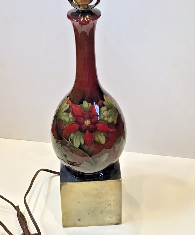 Exceptional Moorcroft Flambe Columbine Lamp on block base 29 Exceptional Moorcroft Flambe Columbine Lamp on block base 29