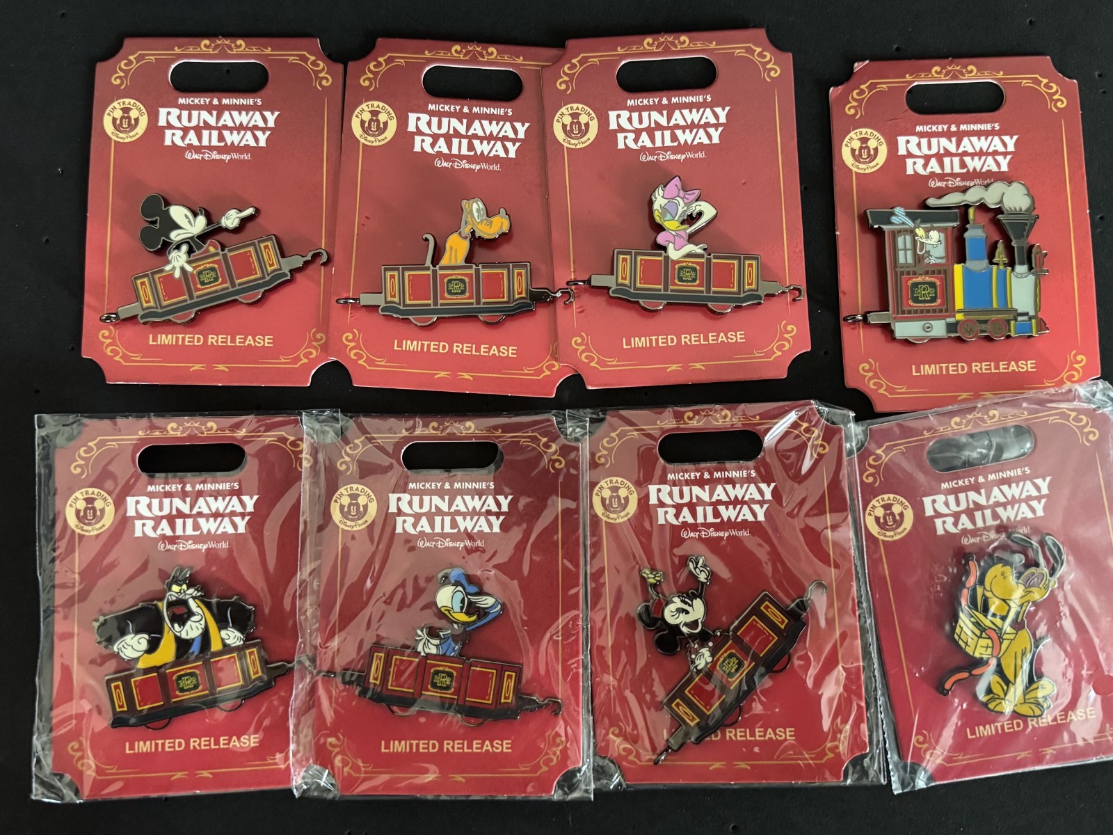 Disney Mickey and Minnie's Runaway Railway LR 8 Pin Train Set D23 Pluto Included Disney Mickey and Minnie's Runaway Railway LR 8 Pin Train Set D23 Pluto Included