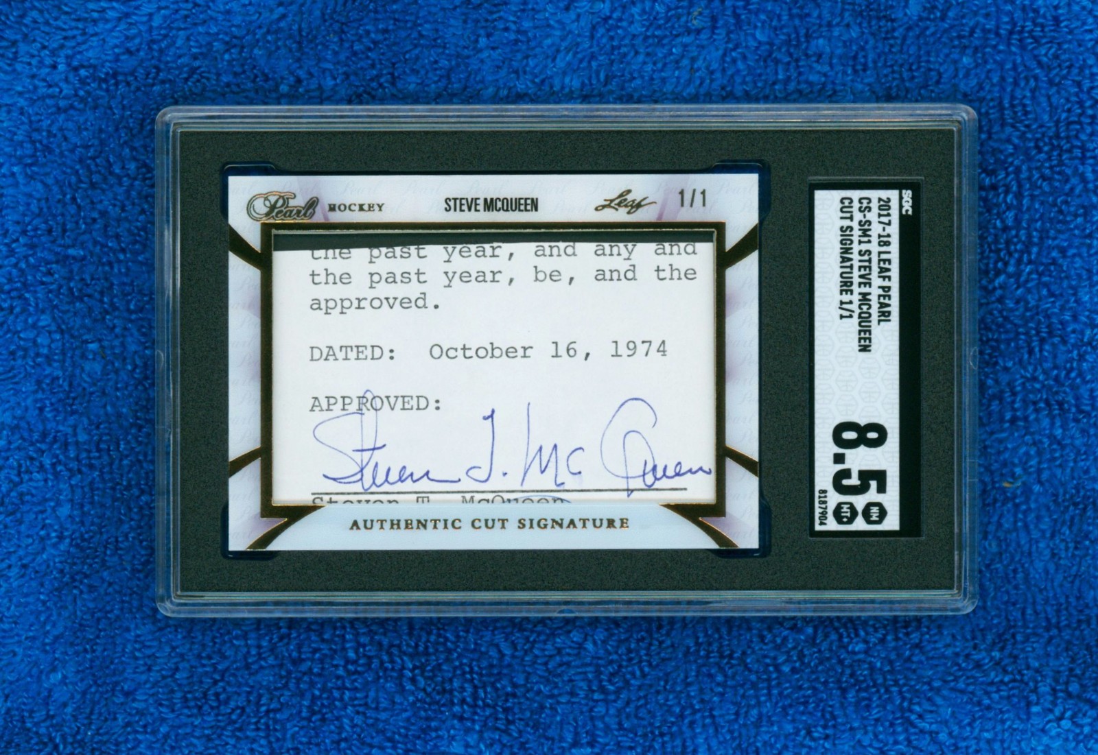 Steve McQueen 2017-2018 Leaf Pearl 1/1 Cut Signature Autographed Auto SGC 8.5 Steve McQueen 2017-2018 Leaf Pearl 1/1 Cut Signature Autographed Auto SGC 8.5