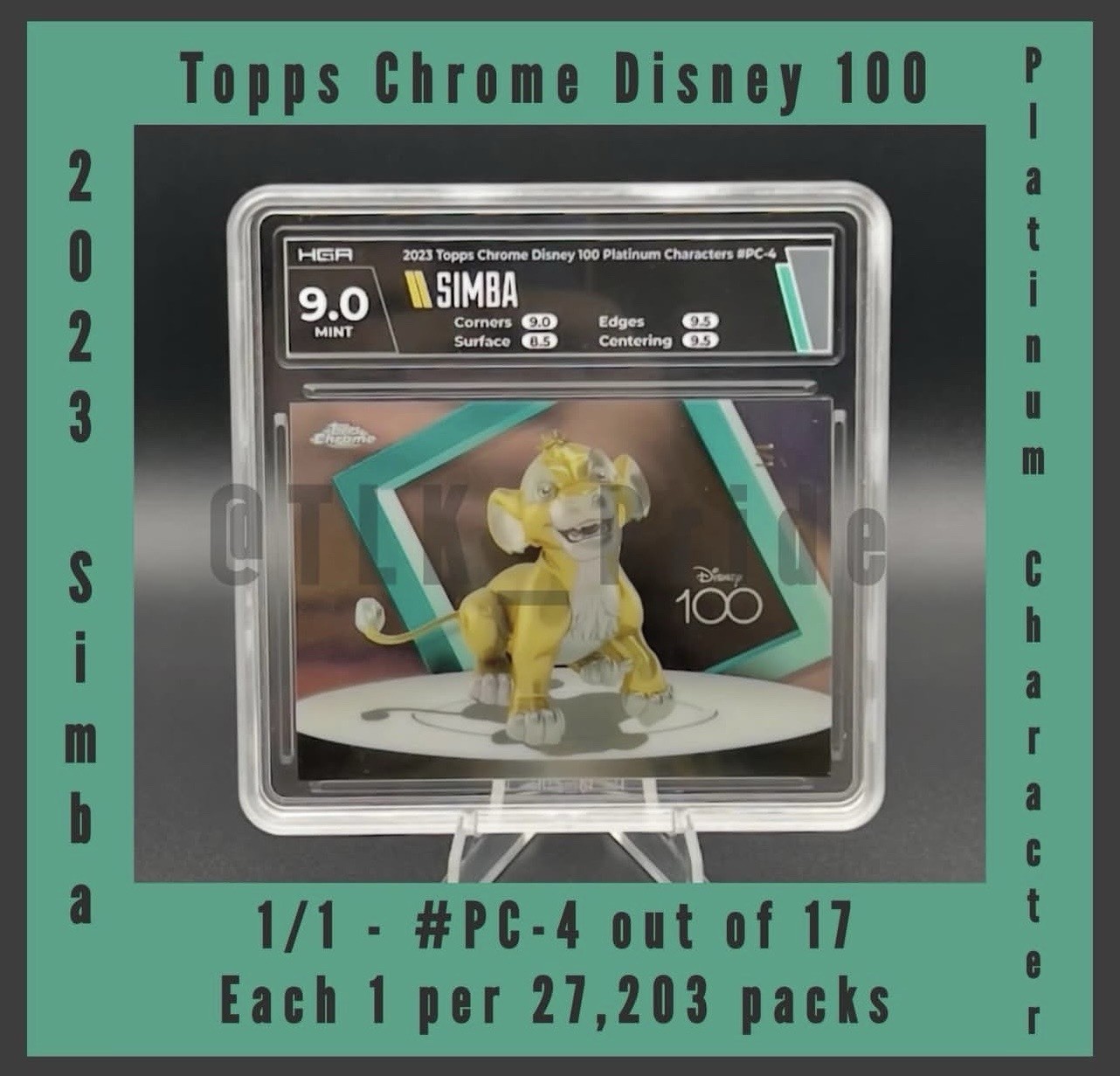 Topps 2023 Chrome Disney 100 Platinum Characters Simba PC-4 1/1 HGA 9.0 Topps 2023 Chrome Disney 100 Platinum Characters Simba PC-4 1/1 HGA 9.0