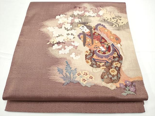 Heiwaya Kimono Obi Hand-woven Yamaga Seika Taiko Pattern Unused Silk
