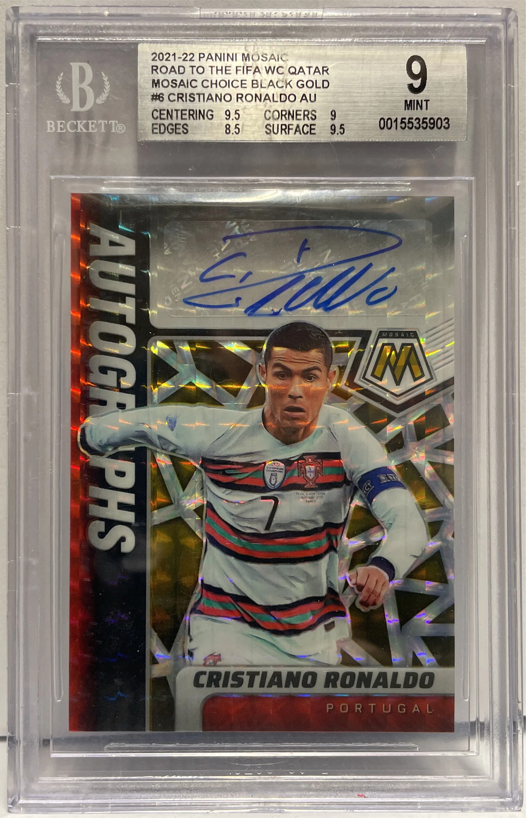 Cristiano Ronaldo 1/1 Autograph Choice Black Gold Panini Mosaic Road To Uefa Wor