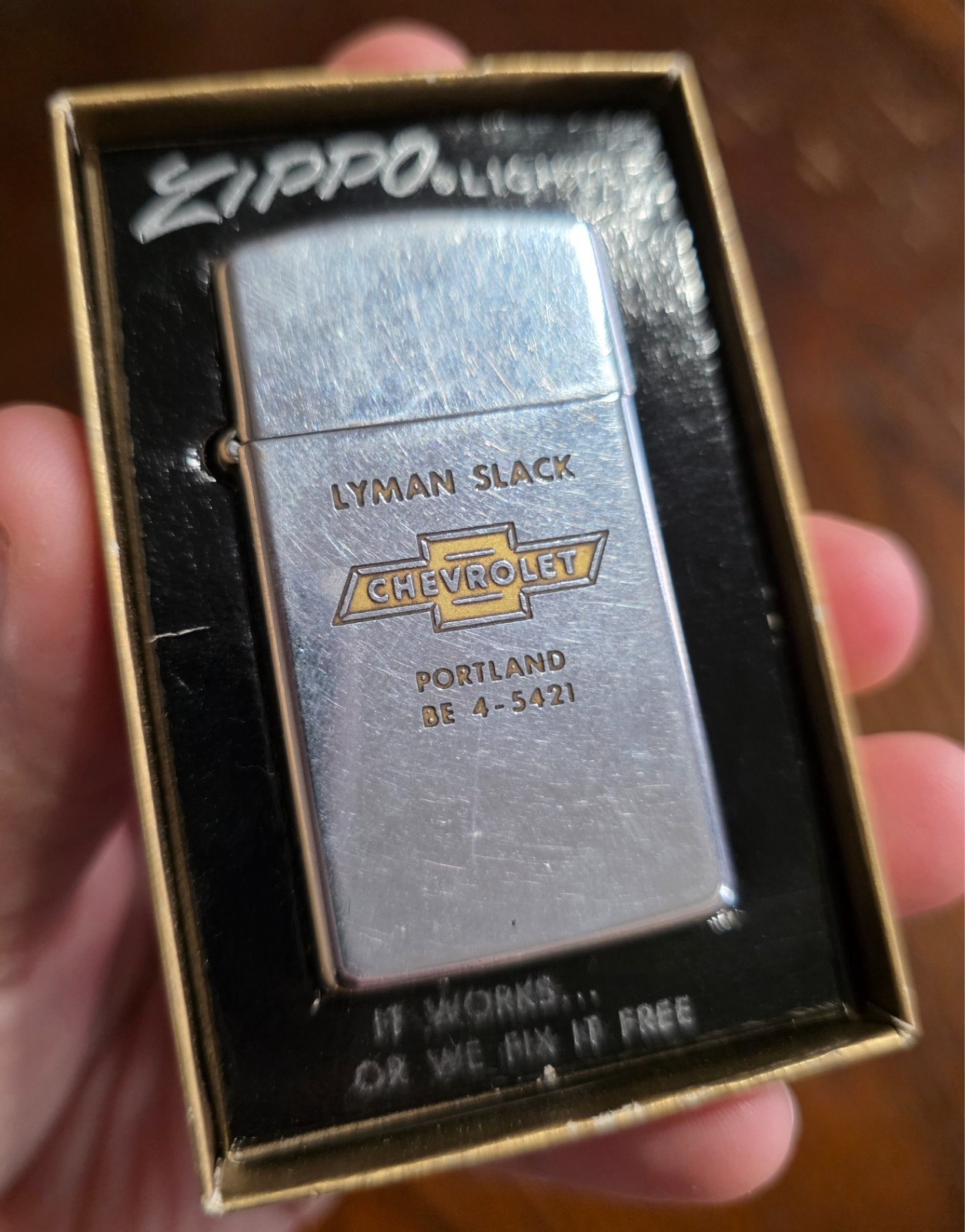 RARE FIND 1948-1950's vintage lyman slack chevy dealership employee zippo