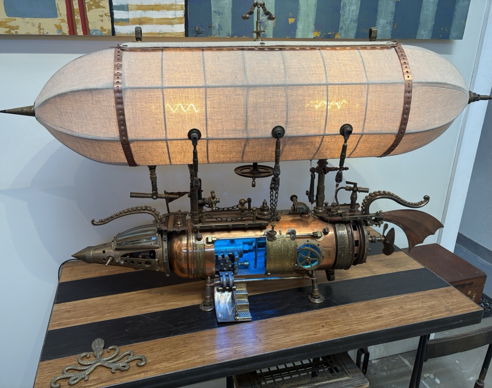 Steampunk Airship Brass Bronze Copper Industrial Art Sculpture One of a Kind