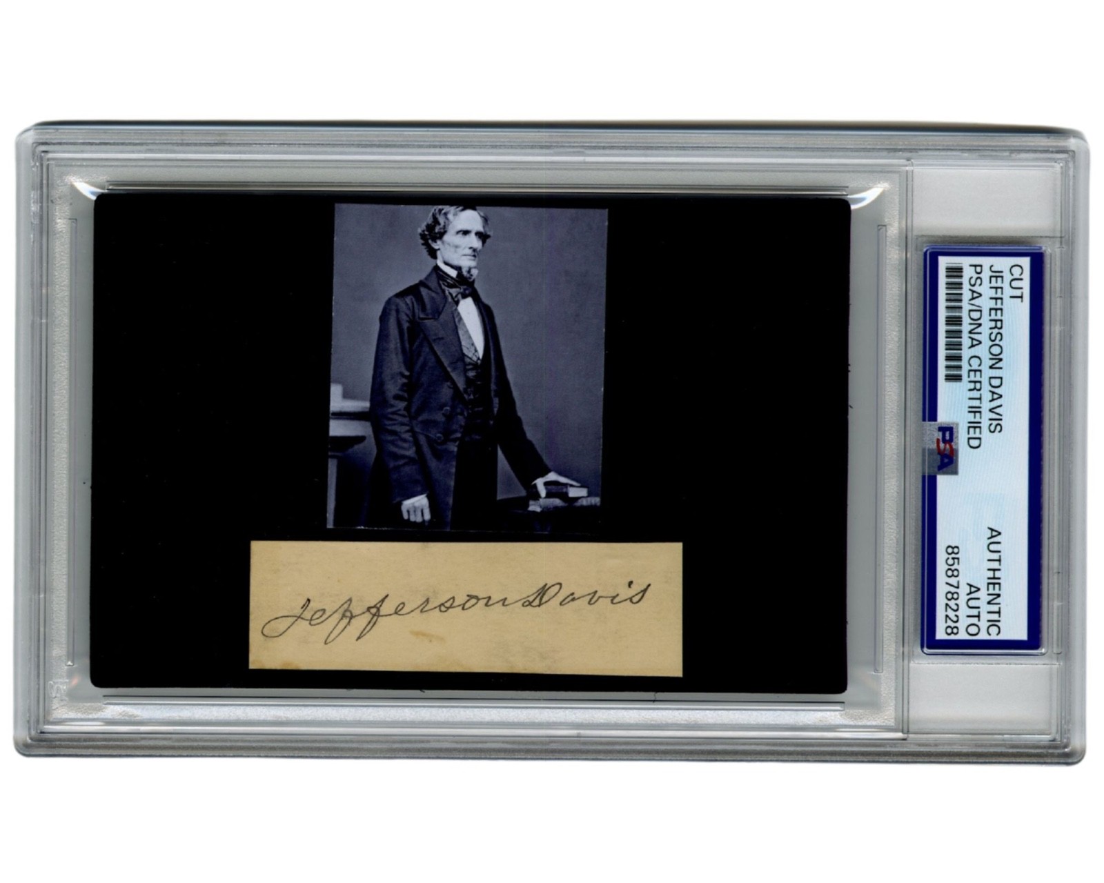 Confederate President JEFFERSON DAVIS Gorgeous Signed Cut Display PSA Auto