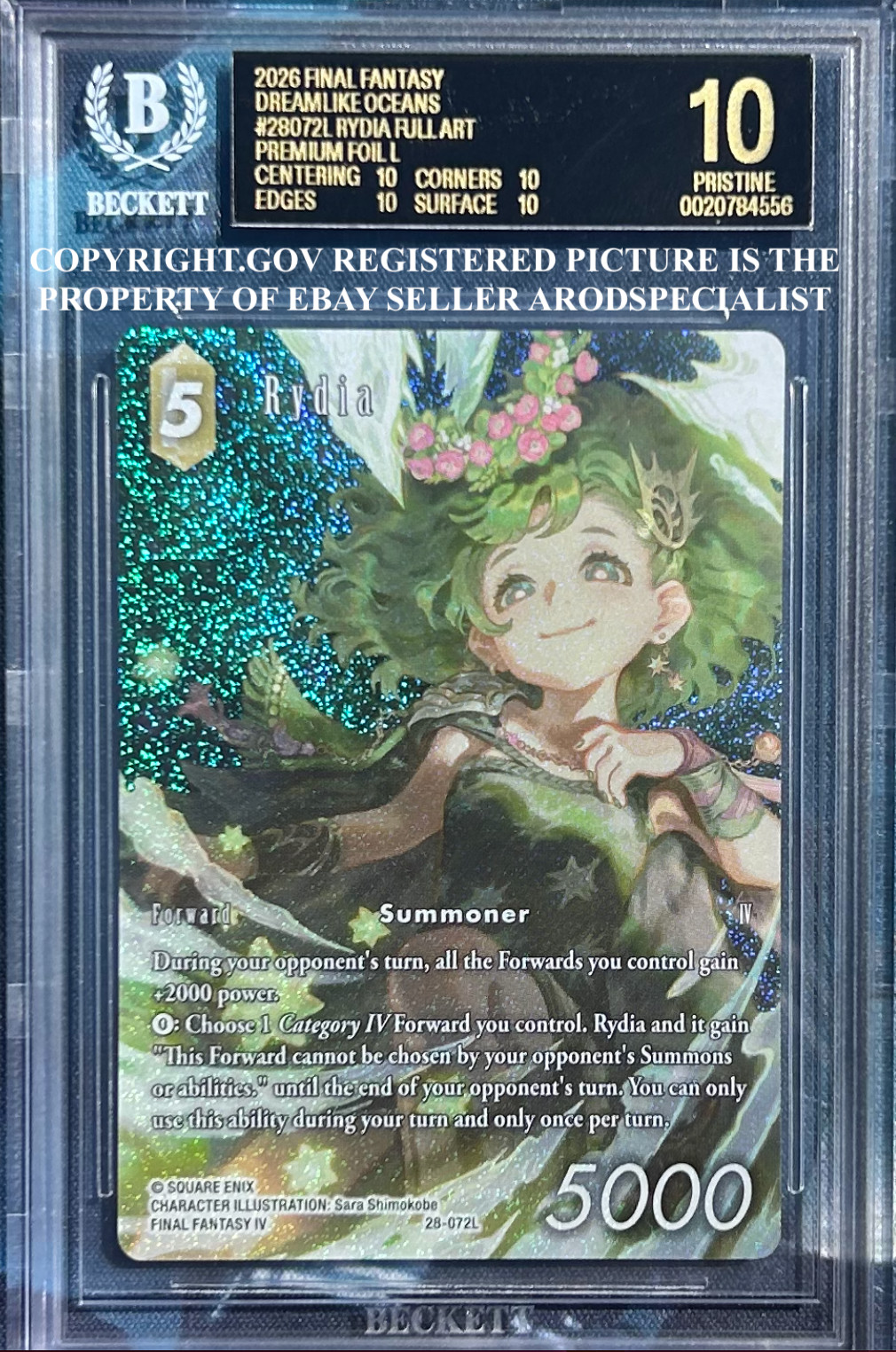 FINAL FANTASY DREAMLIKE OCEANS FULL ART FOIL RYDIA 28-072L BGS 10 PRISTINE BL FINAL FANTASY DREAMLIKE OCEANS FULL ART FOIL RYDIA 28-072L BGS 10 PRISTINE BL