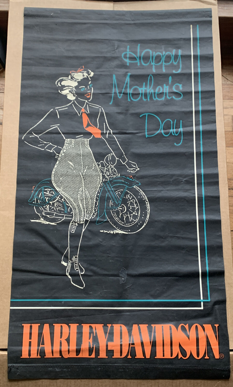 HARLEY DAVIDSON dealer poster Mothers Day 30s 40s Very Rare Knucklehead Genuine