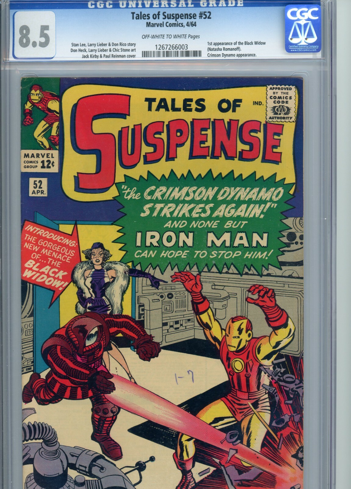 TALES OF SUSPENSE #52 CGC VF+ 8.5; OW-W; 1st app. of the Black Widow Kirby