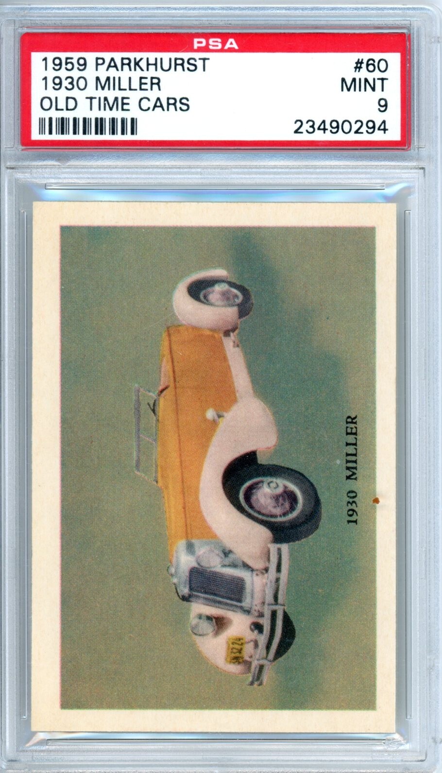 1959 Parkhurst Old Time Cars 1930 Miller #60 PSA 9 1959 Parkhurst Old Time Cars 1930 Miller #60 PSA 9