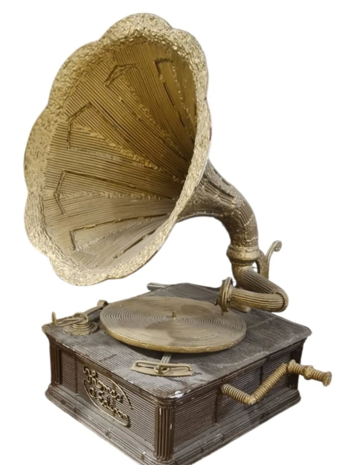 Rare bizarre REAL SIZE Thomas Alva Edison phonograph iron sculpture SEE MOVIE
