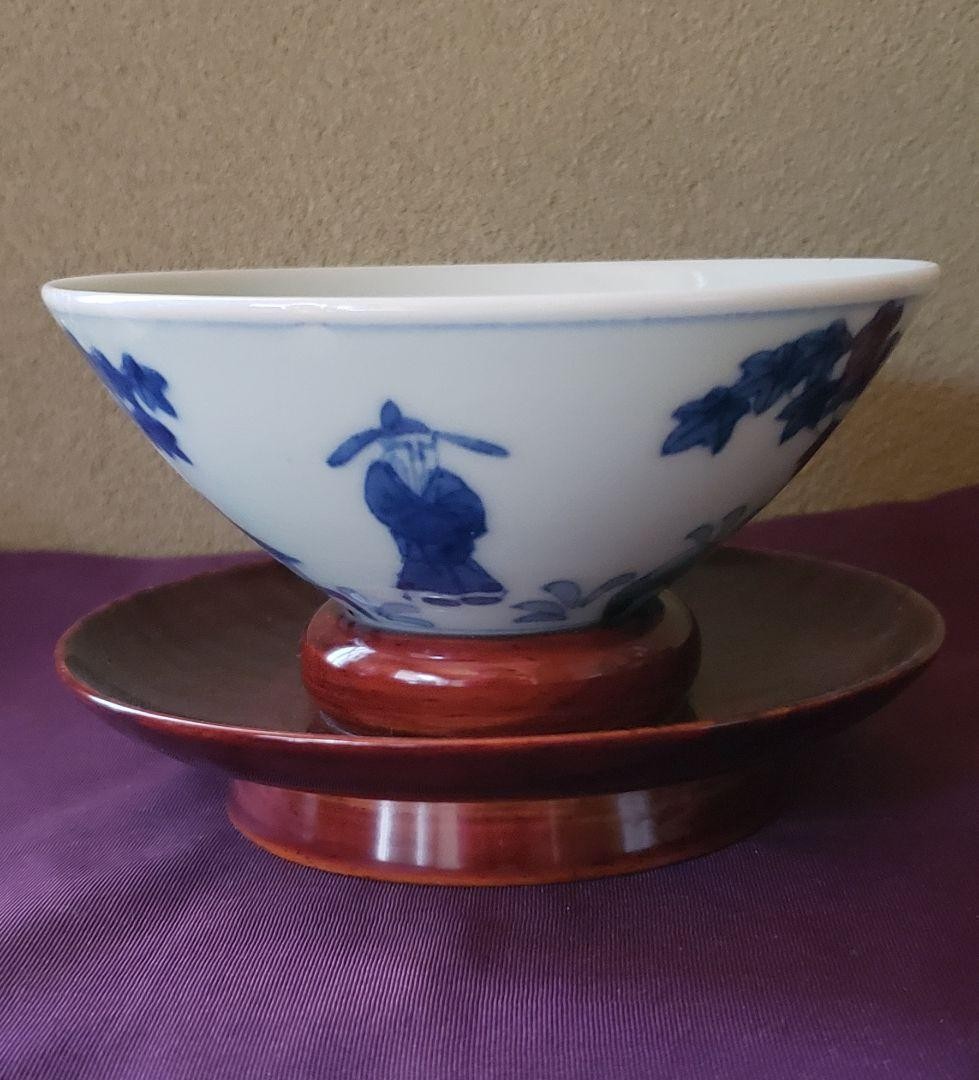 N224 A flat teacup with a dyed Tojin map made by the first Makuzu Kozan #15b27f N224 A flat teacup with a dyed Tojin map made by the first Makuzu Kozan #15b27f