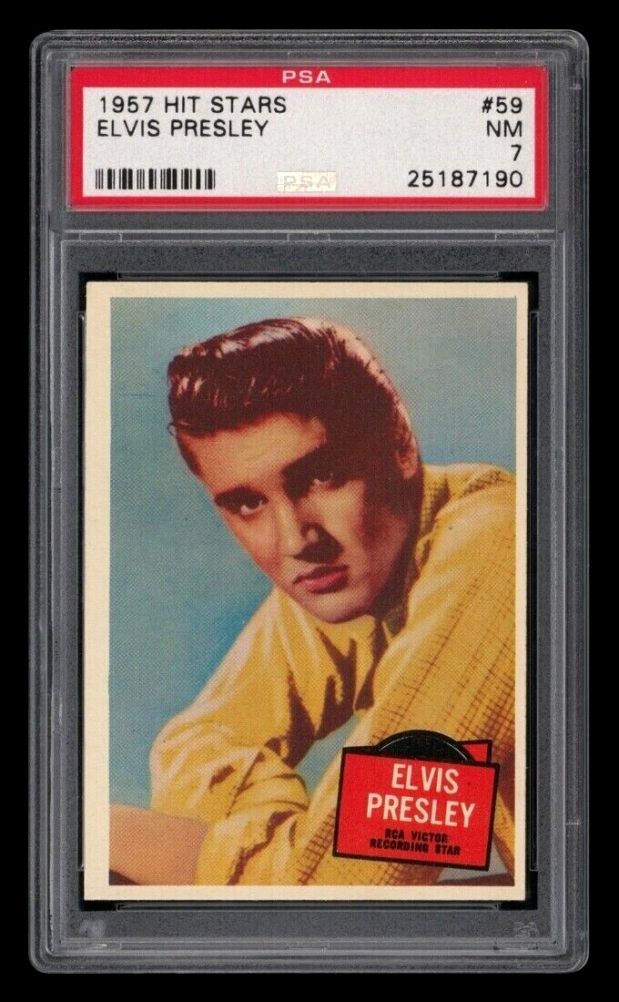 PSA 7 1957 Topps Hit Stars Elvis Presley #59 Rookie Card Rock & Roll Music King PSA 7 1957 Topps Hit Stars Elvis Presley #59 Rookie Card Rock & Roll Music King