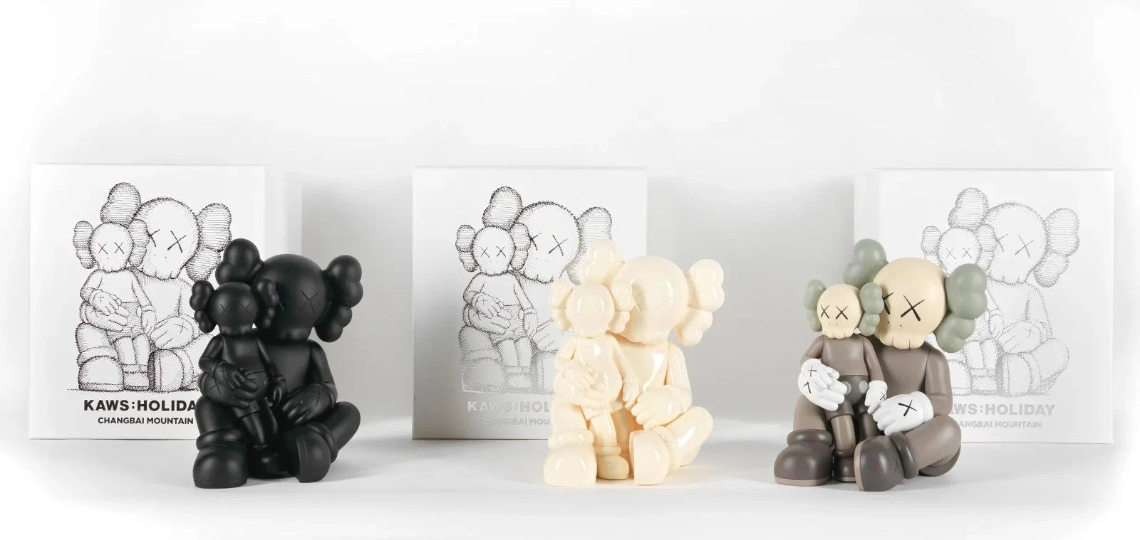 KAWS Holiday Changbai Brown White Black Limited Edition 2022 Vinyl Figure Set KAWS Holiday Changbai Brown White Black Limited Edition 2022 Vinyl Figure Set