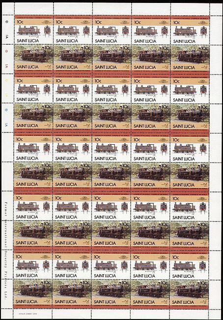 1897 TAFF VALE RAILWAY (TVR) 28 GWR Train 50-Stamp Sheet (Leaders of the World)