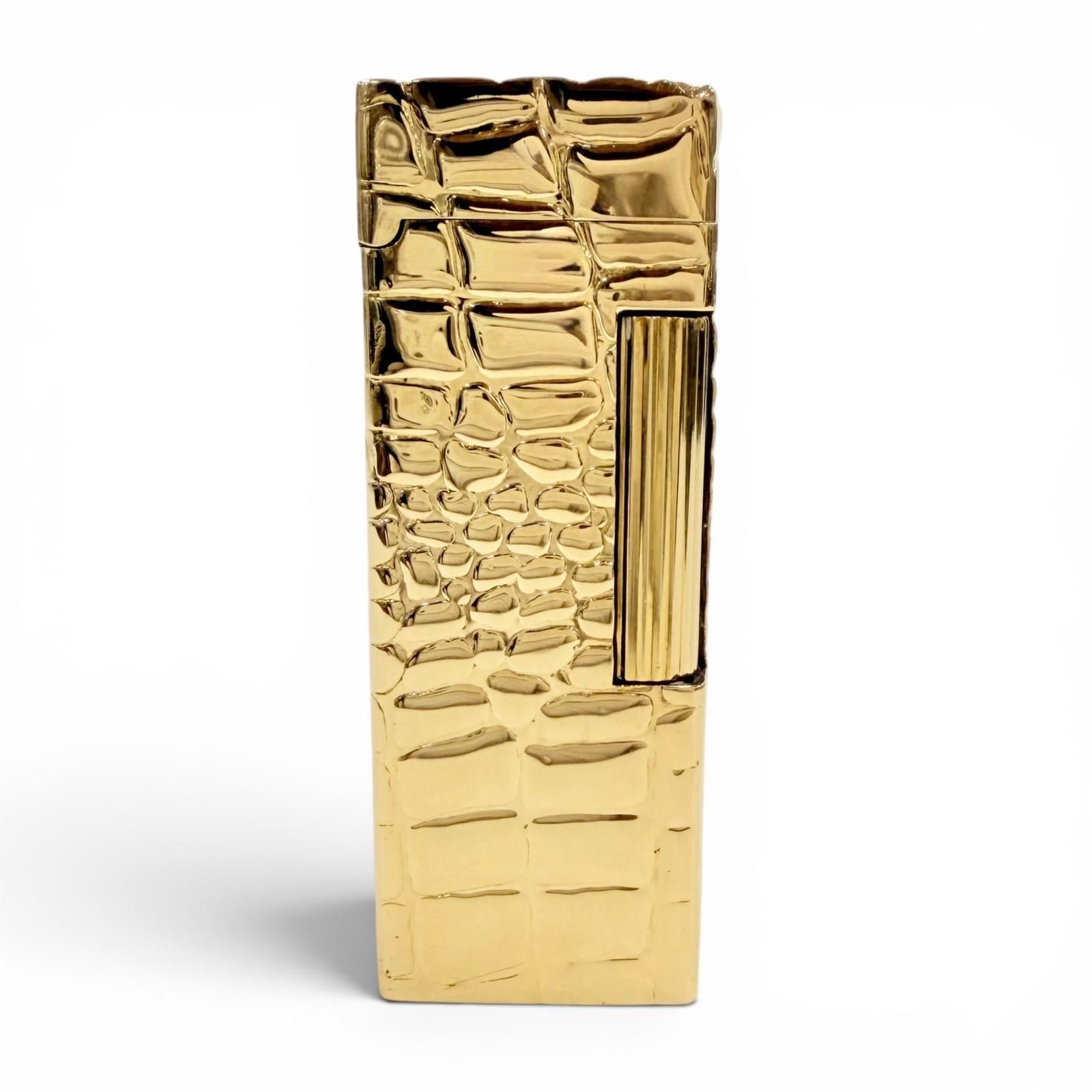 Dunhill 18K Gold Outer Jacket Crocodile Pattern Rollagas Lighter Swiss Test 103g