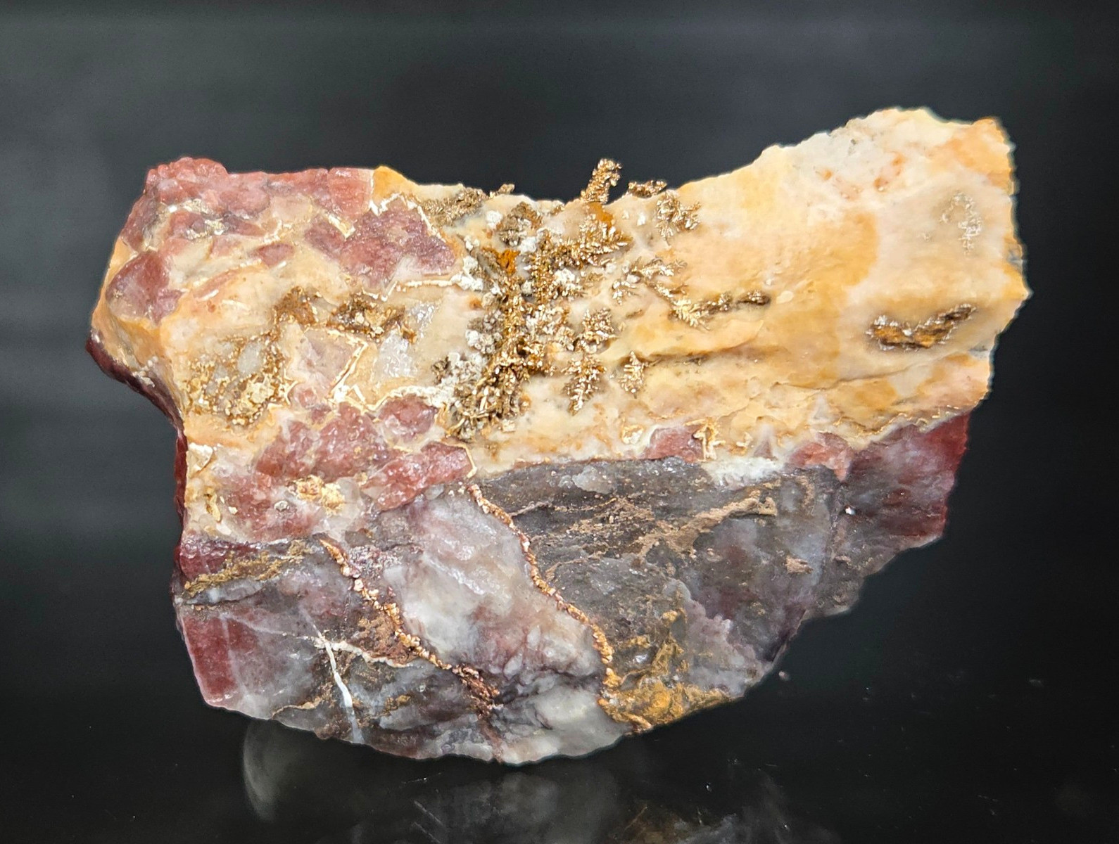 Native Gold on Calcite - Hope's Nose, Torquay, Devon, UK (Ex. Dr. Stephen Crook)