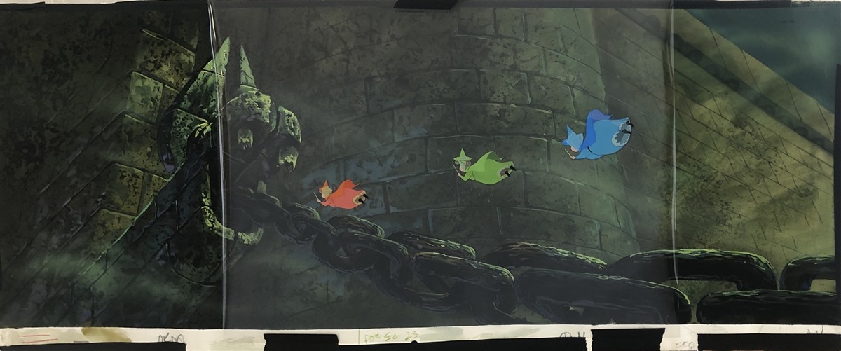 Original Production Master Background (edited) with Production Cel of the Three