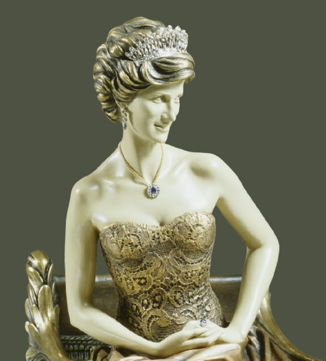 Princess Diana, Luxury Bronze Gold Gilded Diamond Sapphire Sculpture 18 Princess Diana, Luxury Bronze Gold Gilded Diamond Sapphire Sculpture 18