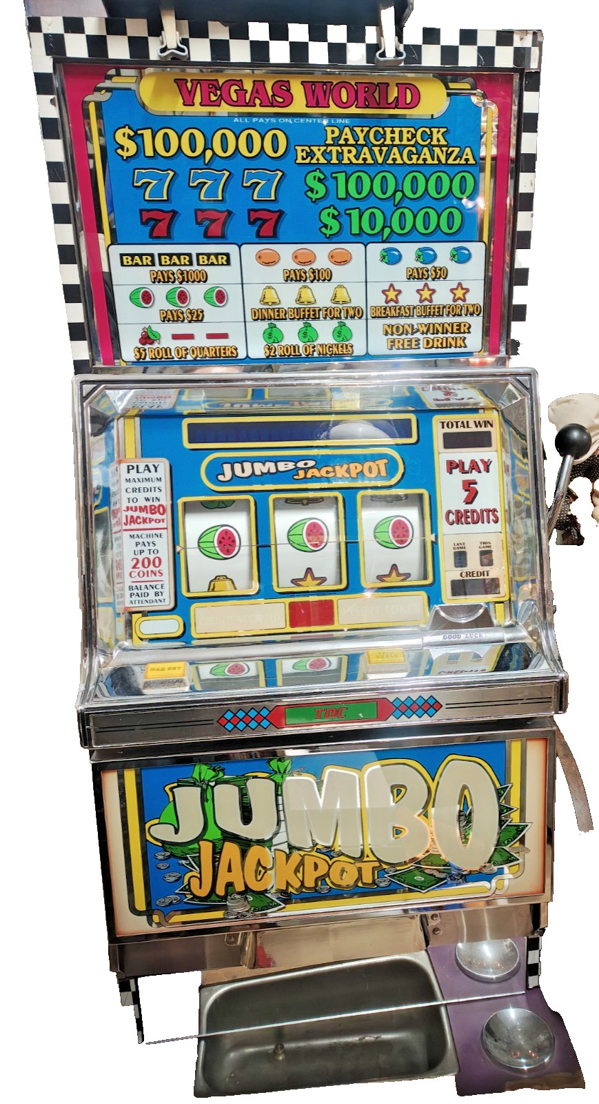 Vintage Bob Stupak's VEGAS WORLD OOAK PAYCHECK PROMOTION Slot Machine Vintage Bob Stupak's VEGAS WORLD OOAK PAYCHECK PROMOTION Slot Machine