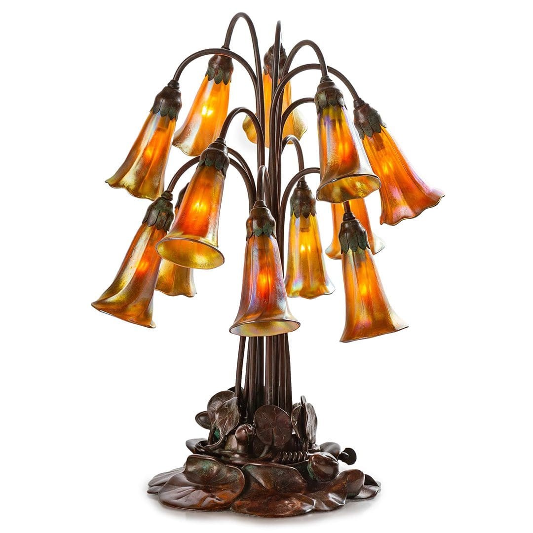 Antique Tiffany Studios Twelve Light Lily Lamp,1905 Antique Tiffany Studios Twelve Light Lily Lamp,1905