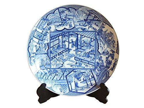 Japan Arita ware art Edo period craftsman map 18 in big plate with box JP a988 Japan Arita ware art Edo period craftsman map 18 in big plate with box JP a988