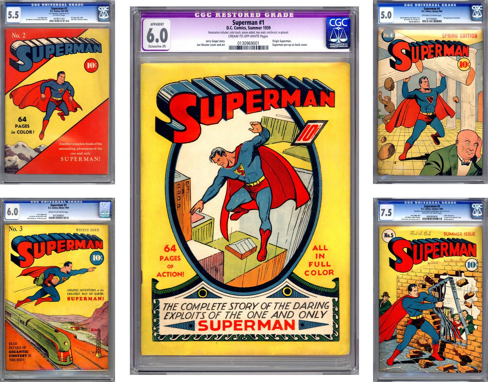 SUPERMAN 12345 CGC 6.0+ WORLDS 1ST SUPERHERO & THE COLLECTION OF A LIFETIME 1939 SUPERMAN 12345 CGC 6.0+ WORLDS 1ST SUPERHERO & THE COLLECTION OF A LIFETIME 1939