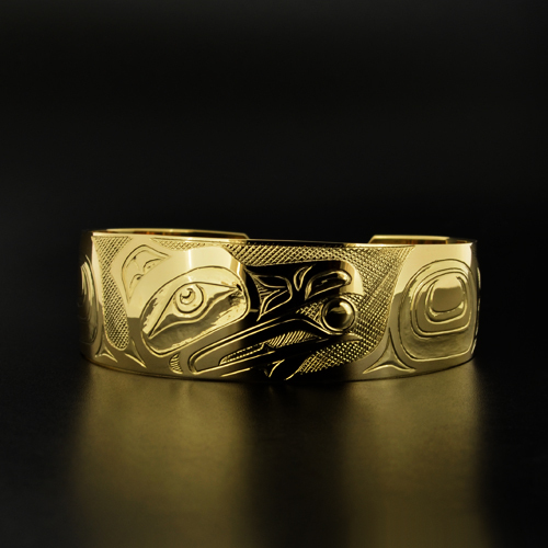 Raven and Sun Solid 14k Yellow Gold Native American Bracelet