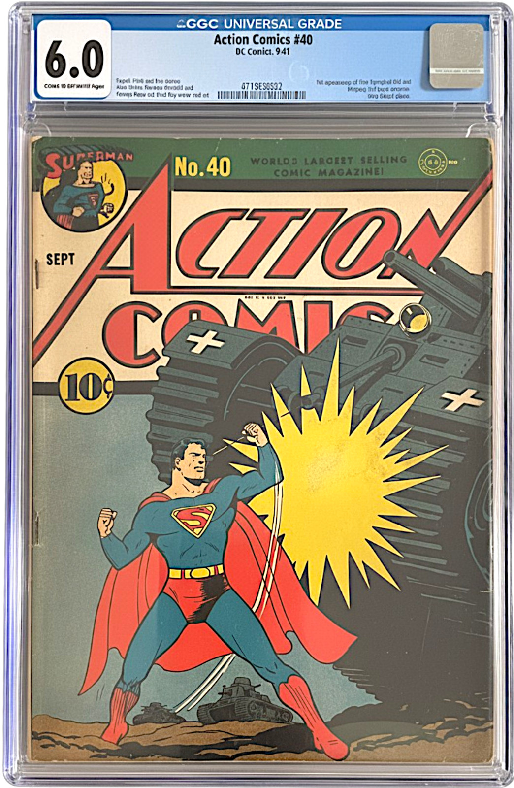 Action Comics 40 CGC 6.0 CR/OW 1949 1st Appearance Star Spangled Kid Action Comics 40 CGC 6.0 CR/OW 1949 1st Appearance Star Spangled Kid
