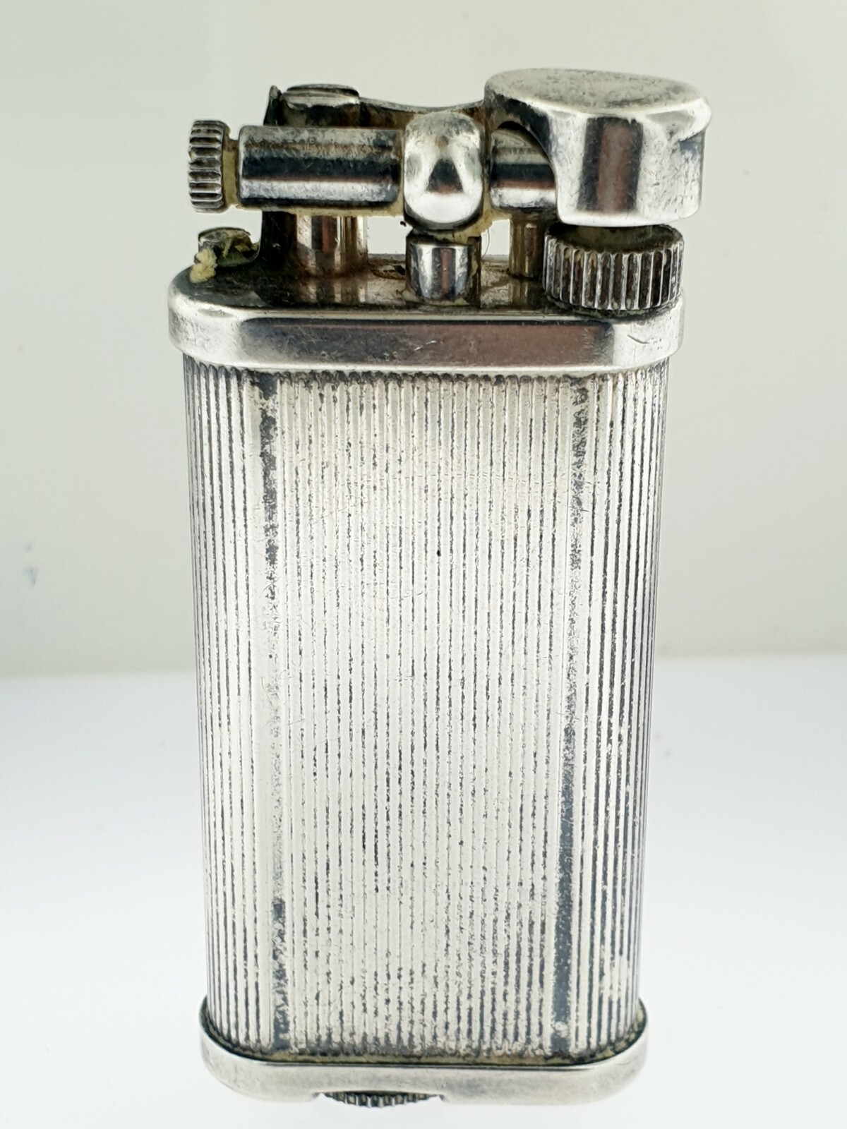 Dunhill Lift Arm Silver Lighter with Lines ~ Pat. No 440136 England Estate Fuel Dunhill Lift Arm Silver Lighter with Lines ~ Pat. No 440136 England Estate Fuel