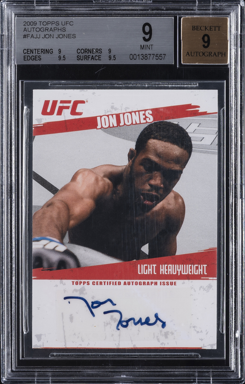 2009 TOPPS UFC AUTOS JON JONES BGS 9 2009 TOPPS UFC AUTOS JON JONES BGS 9