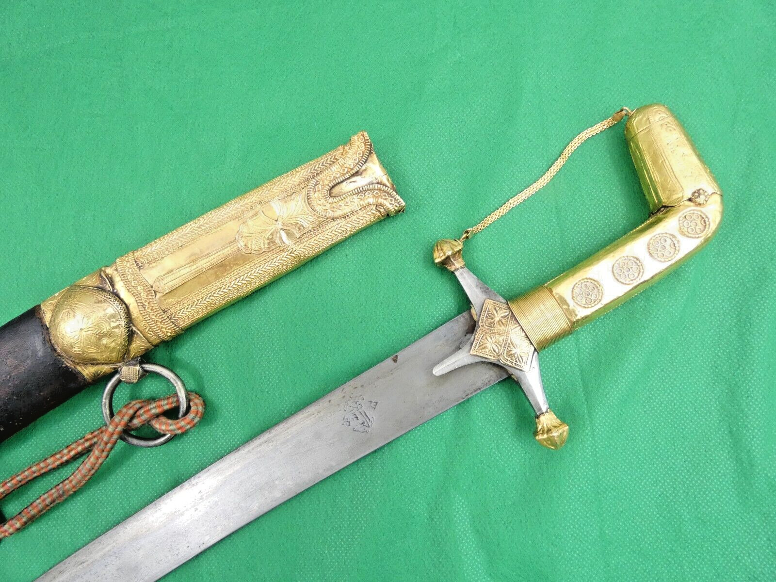 22K GOLD MOUNTED ANTIQUE ARAB SAIF SHAMSHIR SWORD DAMASCUS WOOTZ BLADE Dagger