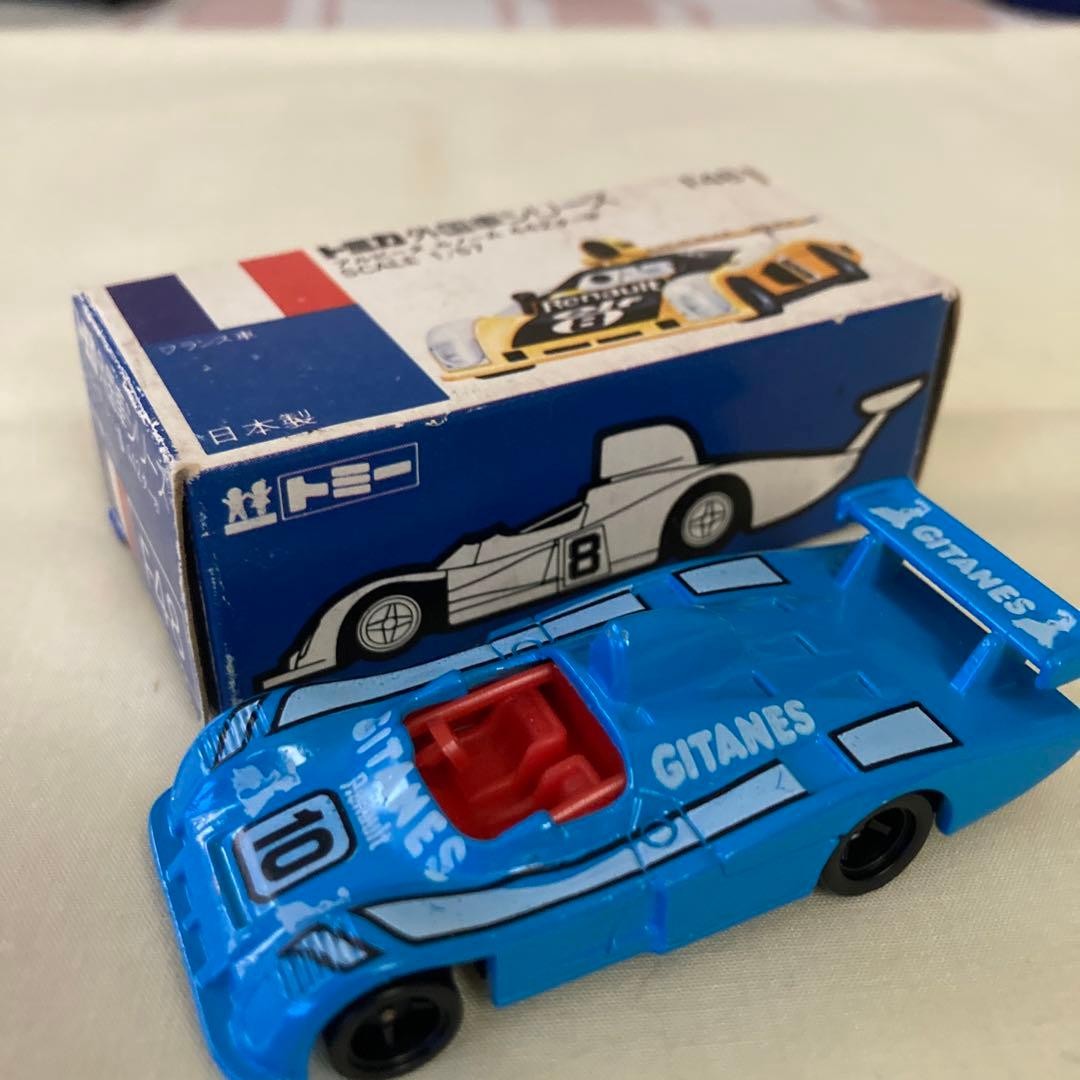 Tomica Japanese Alpine Renault A442 Light Blue White Stripe No.10 with Box #ce8d Tomica Japanese Alpine Renault A442 Light Blue White Stripe No.10 with Box #ce8d