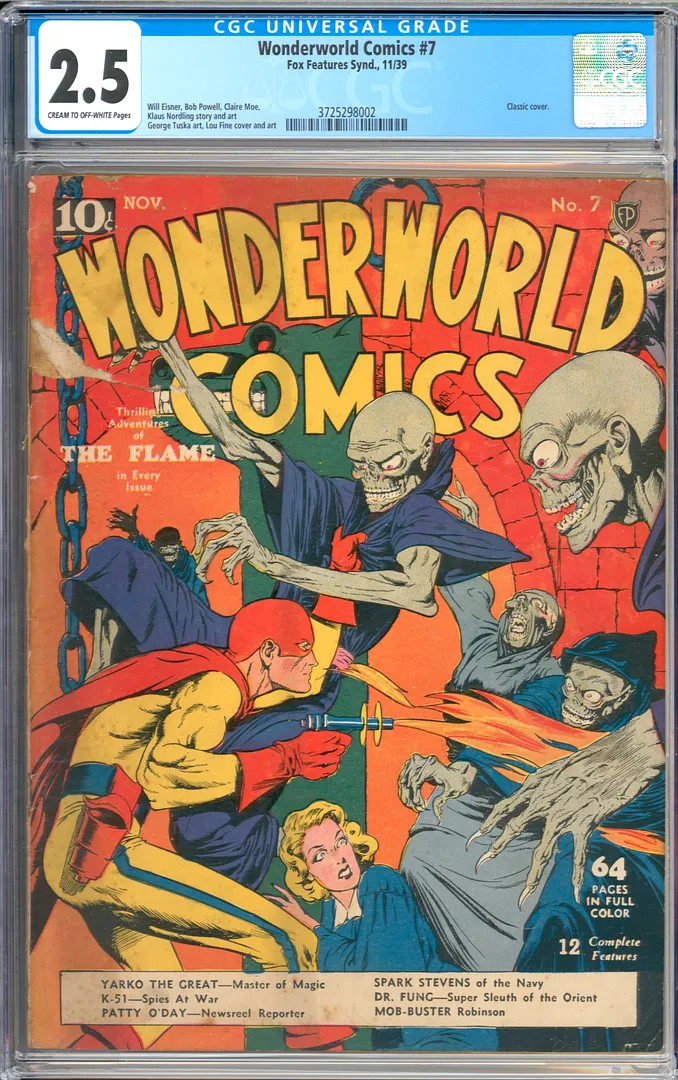 Wonderworld Comics #7 Classic Cover Golden Age Lou Fine Cover Fox 1939 CGC 2.5