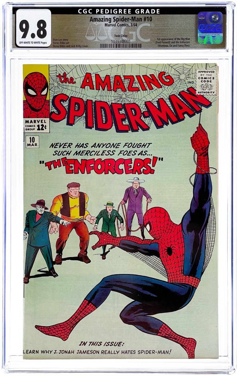 Amazing Spider-Man 10 CGC 9.8 (1964 Marvel Comics) 1st Appearance KEY Amazing Spider-Man 10 CGC 9.8 (1964 Marvel Comics) 1st Appearance KEY