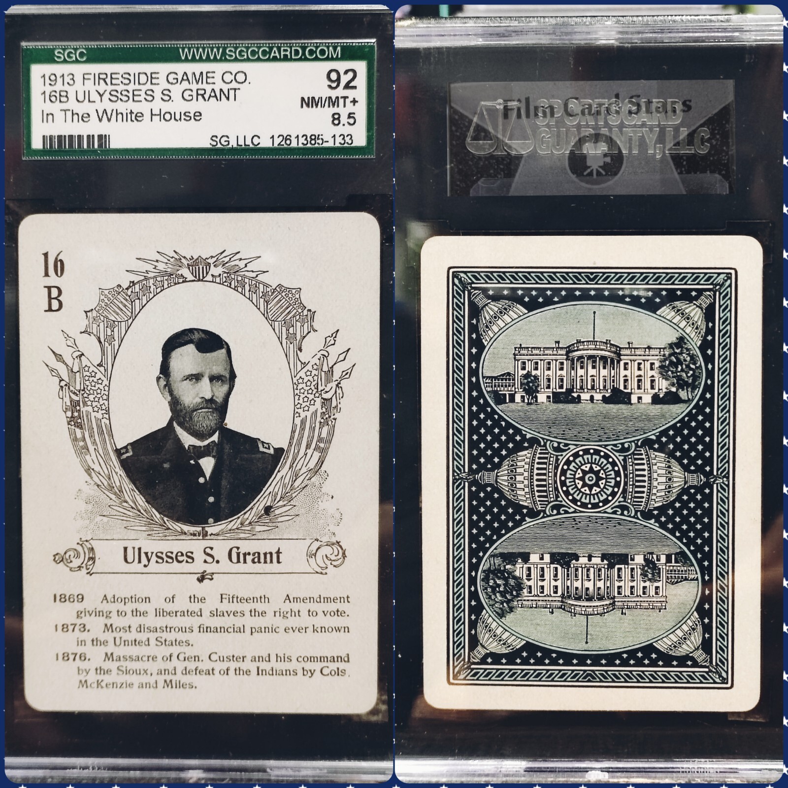 1913 Fireside Game Co Civil War Union General Ulysses S. Grant SGC 8.5 Pop 1
