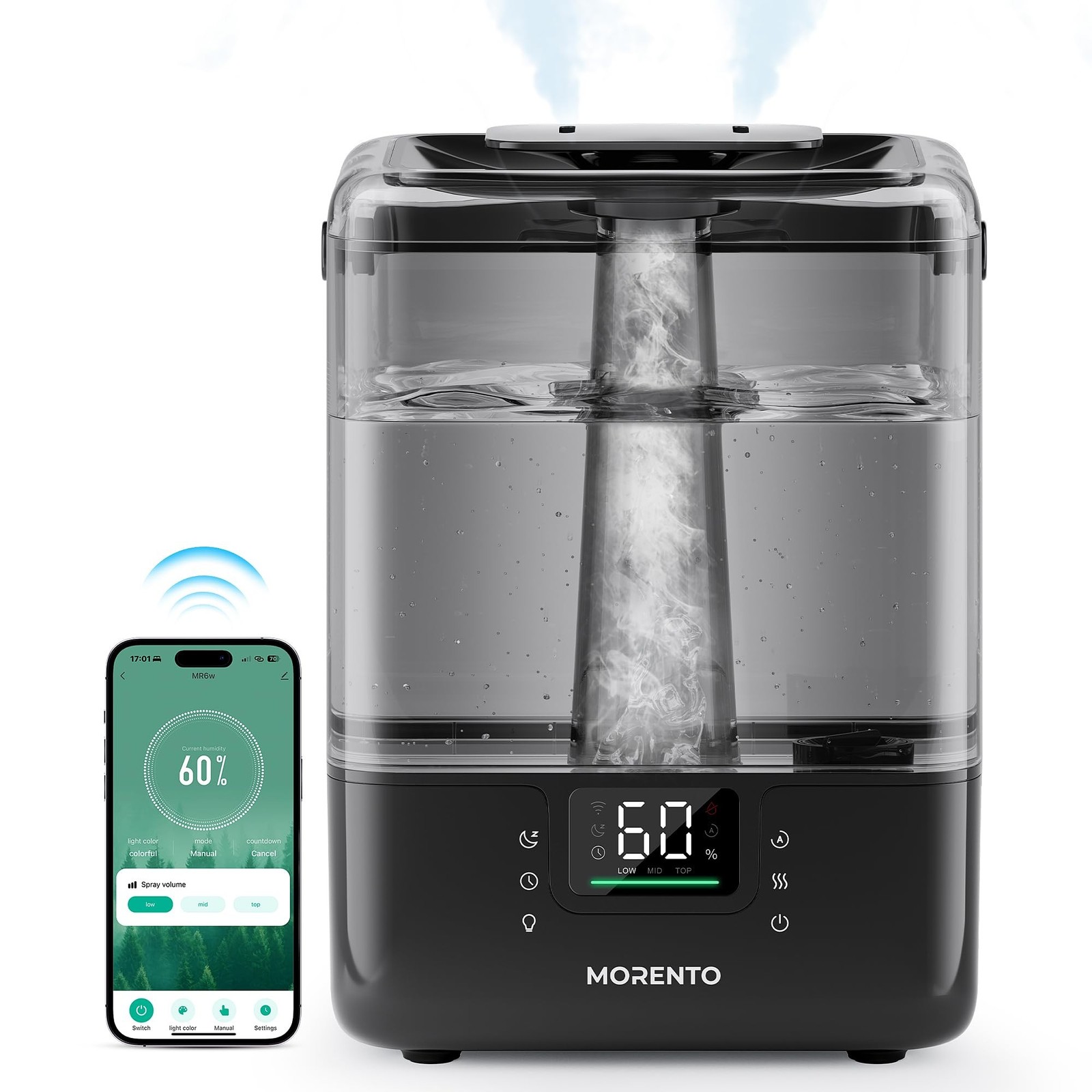 MERONTE Smart Humidifiers for Bedroom Large Room Home, 6L Cool Mist Top Fill ... MERONTE Smart Humidifiers for Bedroom Large Room Home, 6L Cool Mist Top Fill ...