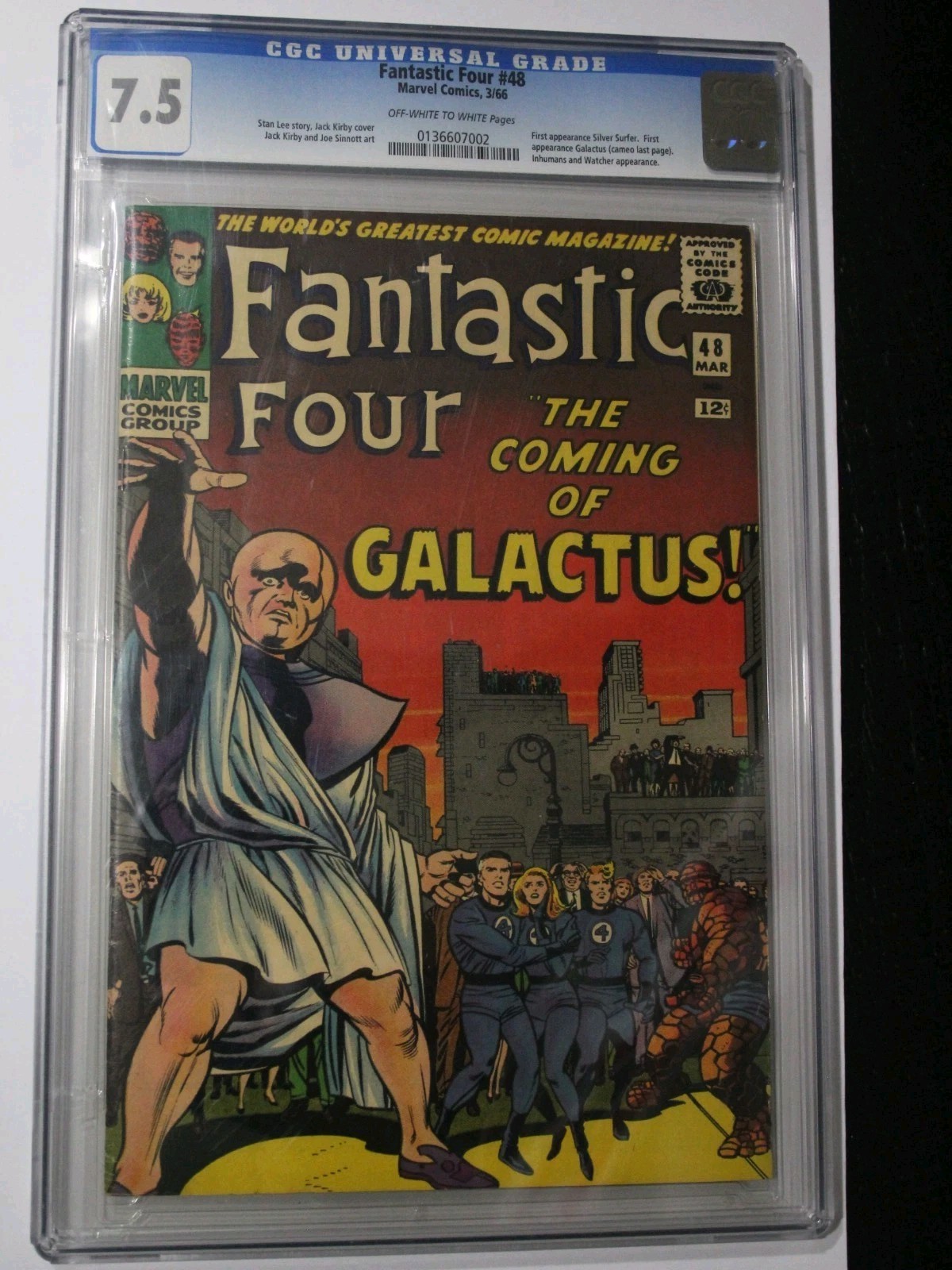 Fantastic Four #48 (Marvel Comics March 1966). CGC 7.5 NEVER PRESSED