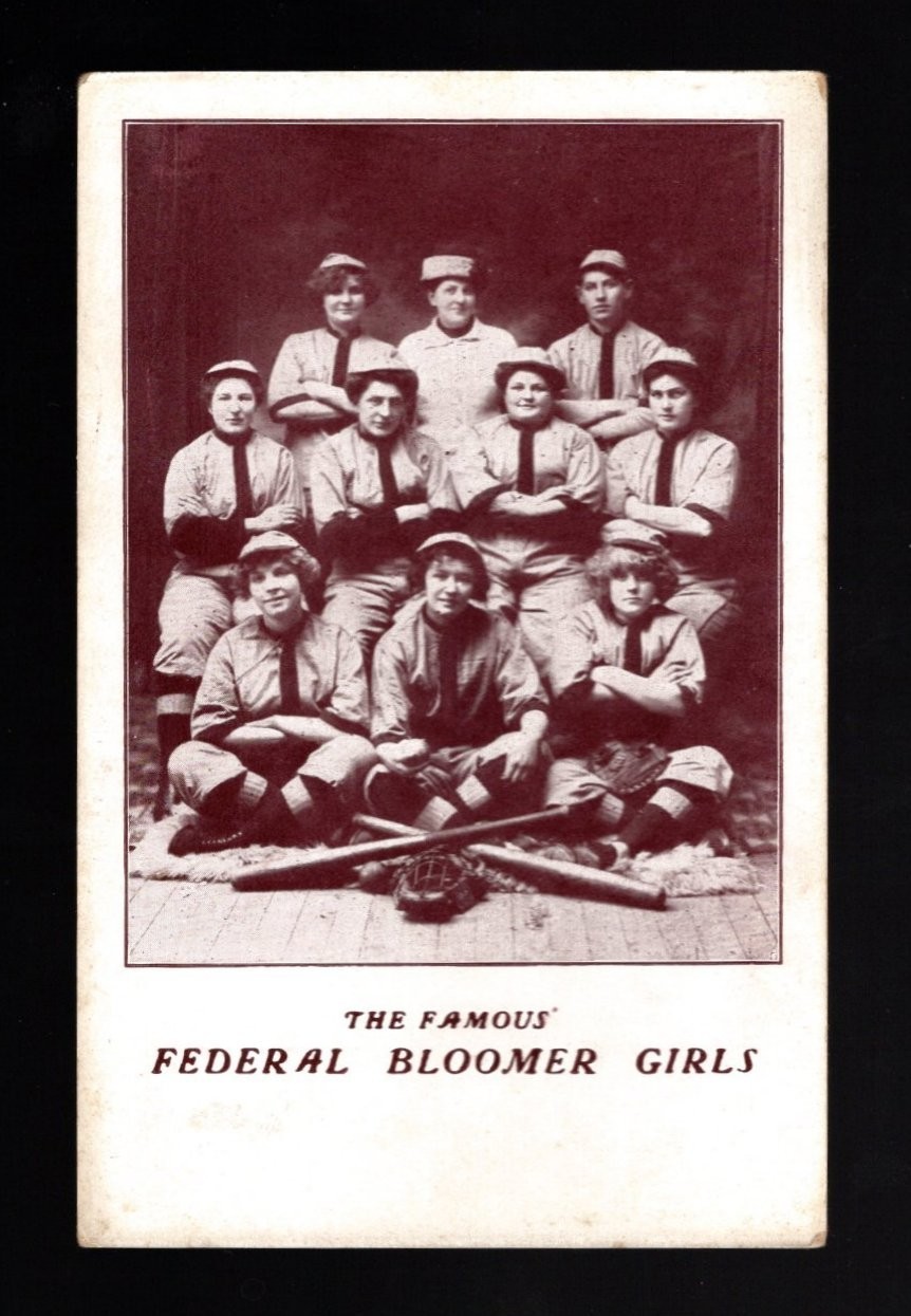 Vintage The Famous Federal Bloomer Girls Baseball Team RPPC Postcard Vintage The Famous Federal Bloomer Girls Baseball Team RPPC Postcard