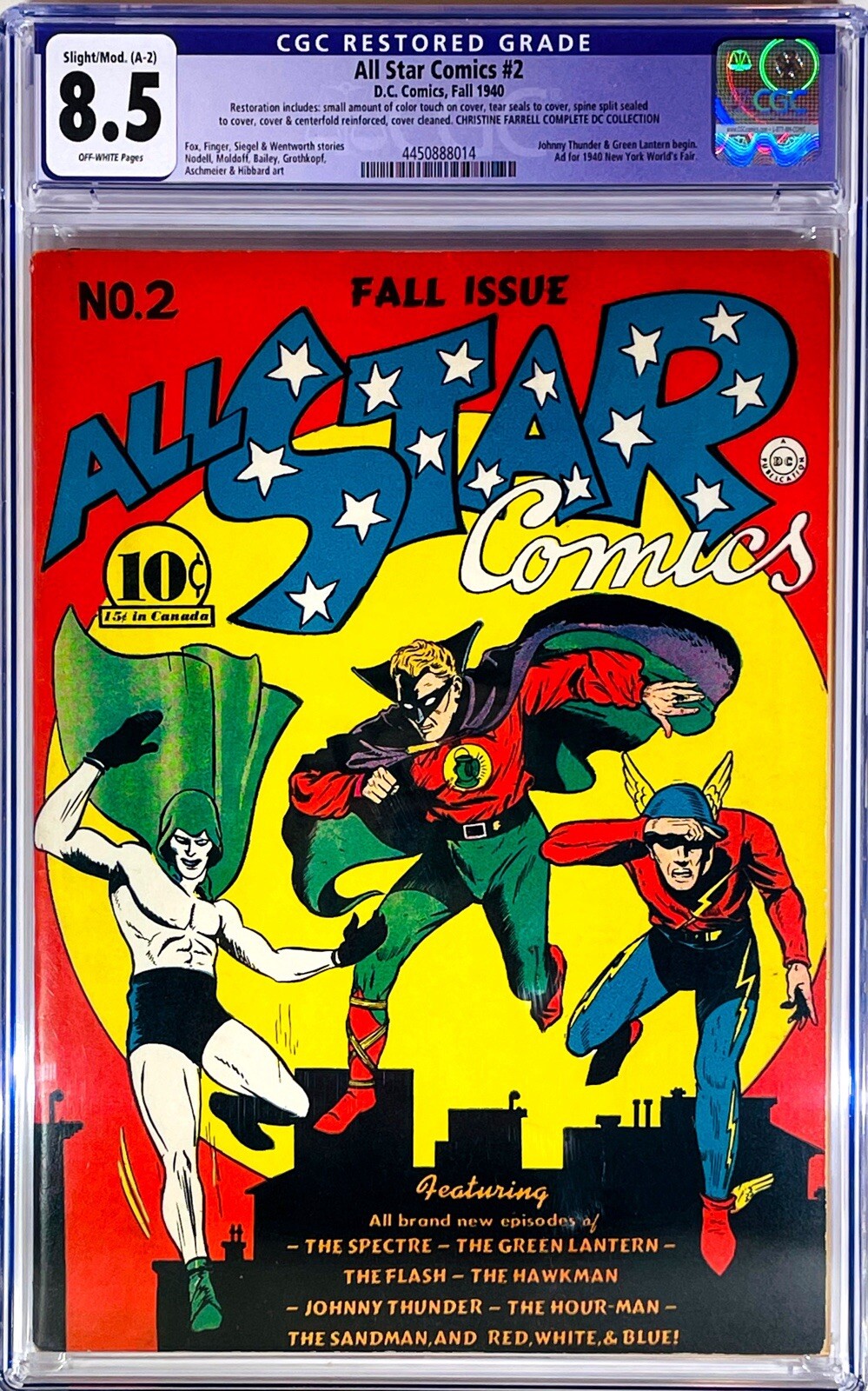 ⭐️All Star Comics #2 1940 CGC 8.5 Gorgeous Top Tier 🙌Lantern BeginsComplete DC