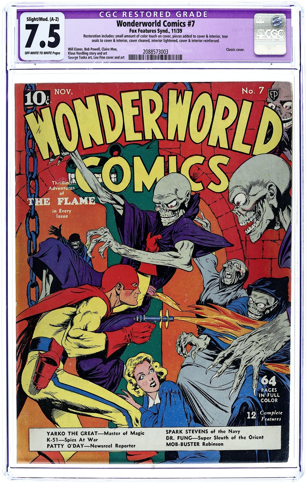 Wonderworld Comics #7 CGC 7.5 RESTORED 1939 2088573003
