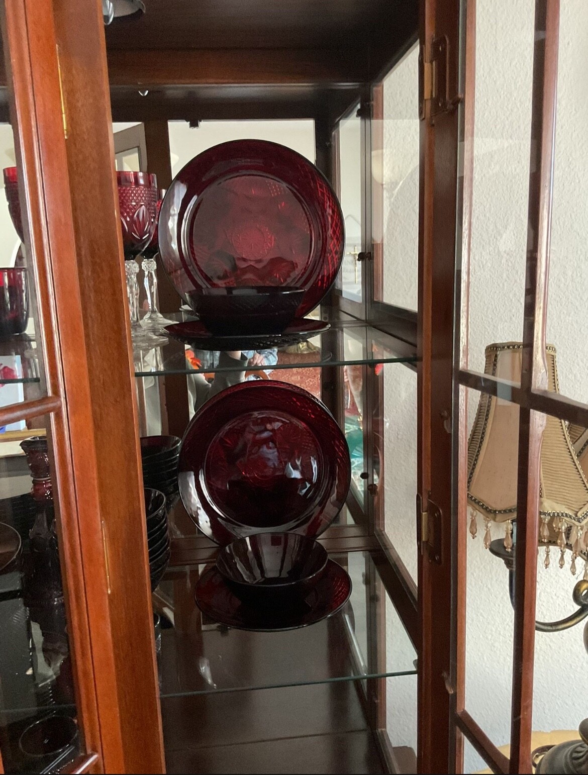 Avon 1876 Cape Cod Ruby Red Glass China set, 56 pieces Avon 1876 Cape Cod Ruby Red Glass China set, 56 pieces