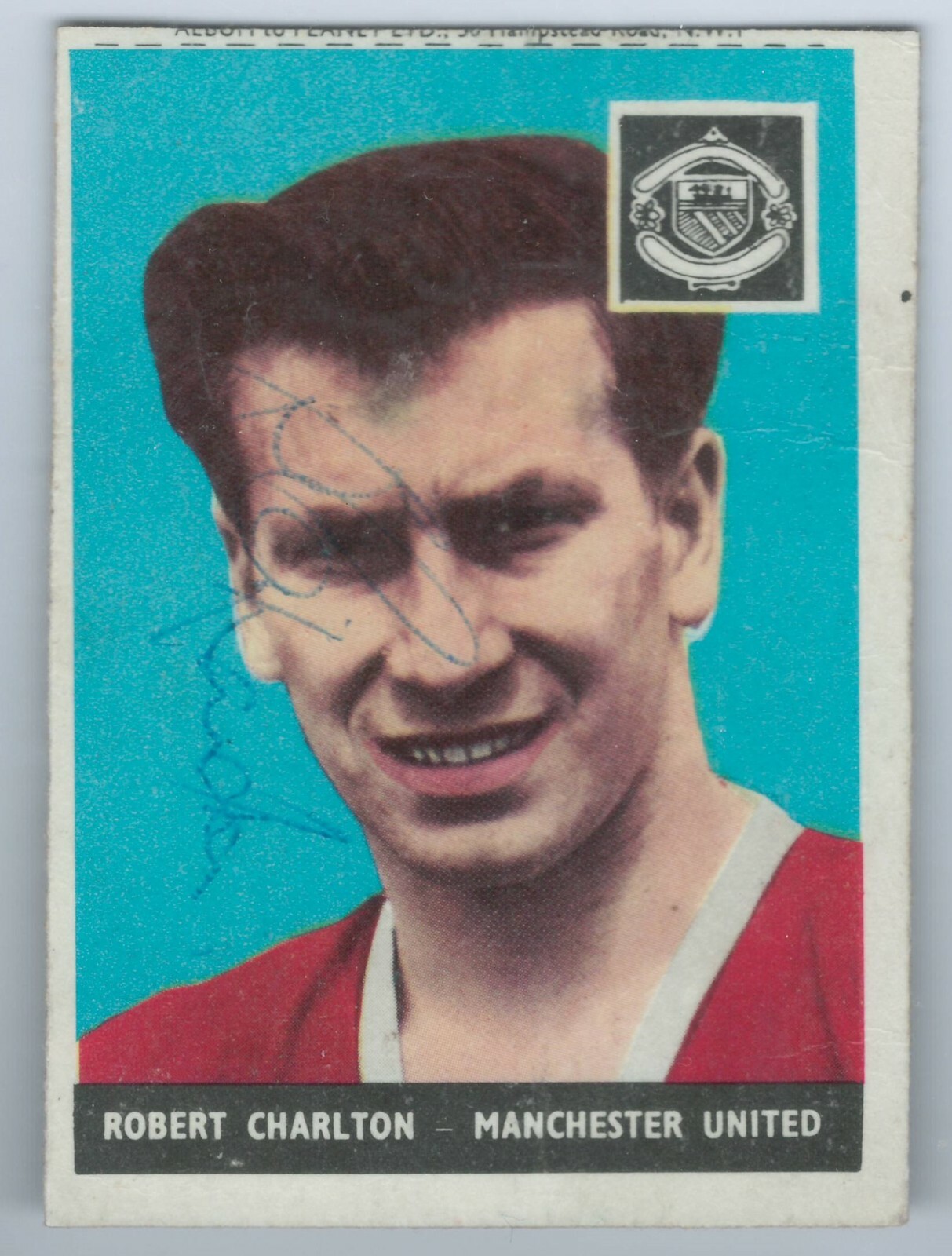 1958 A&BC Footballers Bobby Charlton ROOKIE RC Signed Auto 1958 A&BC Footballers Bobby Charlton ROOKIE RC Signed Auto