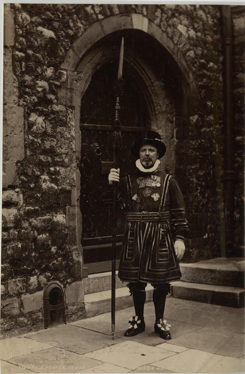 J. V. England, Yeoman Parade, Tower of London Vintage Albumen Print, UK Print