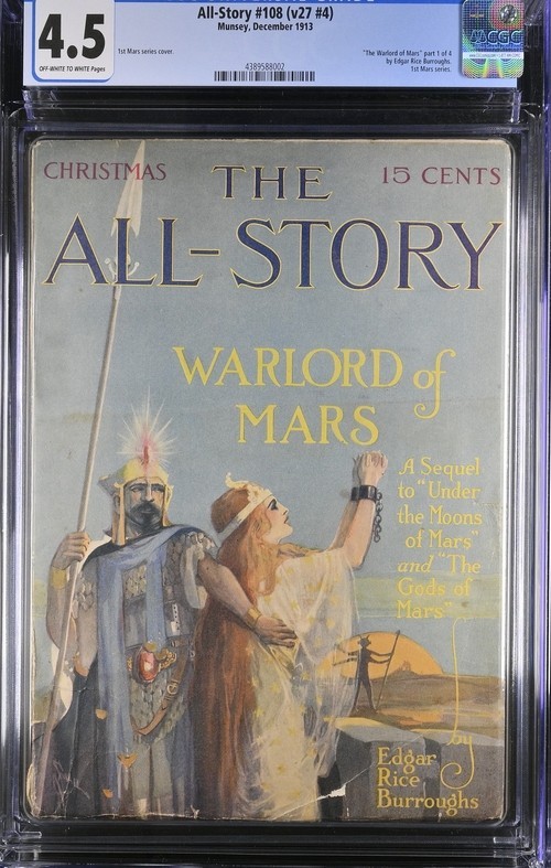 Warlord of Mars Edgar Rice Burroughs All-Story December 1913. CGC 4389588002. Warlord of Mars Edgar Rice Burroughs All-Story December 1913. CGC 4389588002.