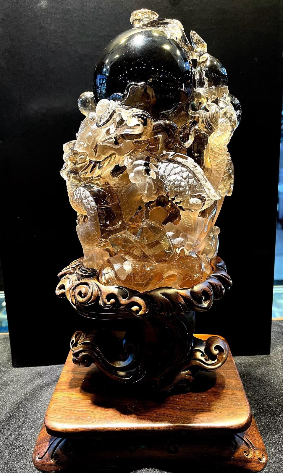 21.8LB Natural Smoky Quartz citrine Carved dragon Crystal Reiki Decor+stand 21.8LB Natural Smoky Quartz citrine Carved dragon Crystal Reiki Decor+stand