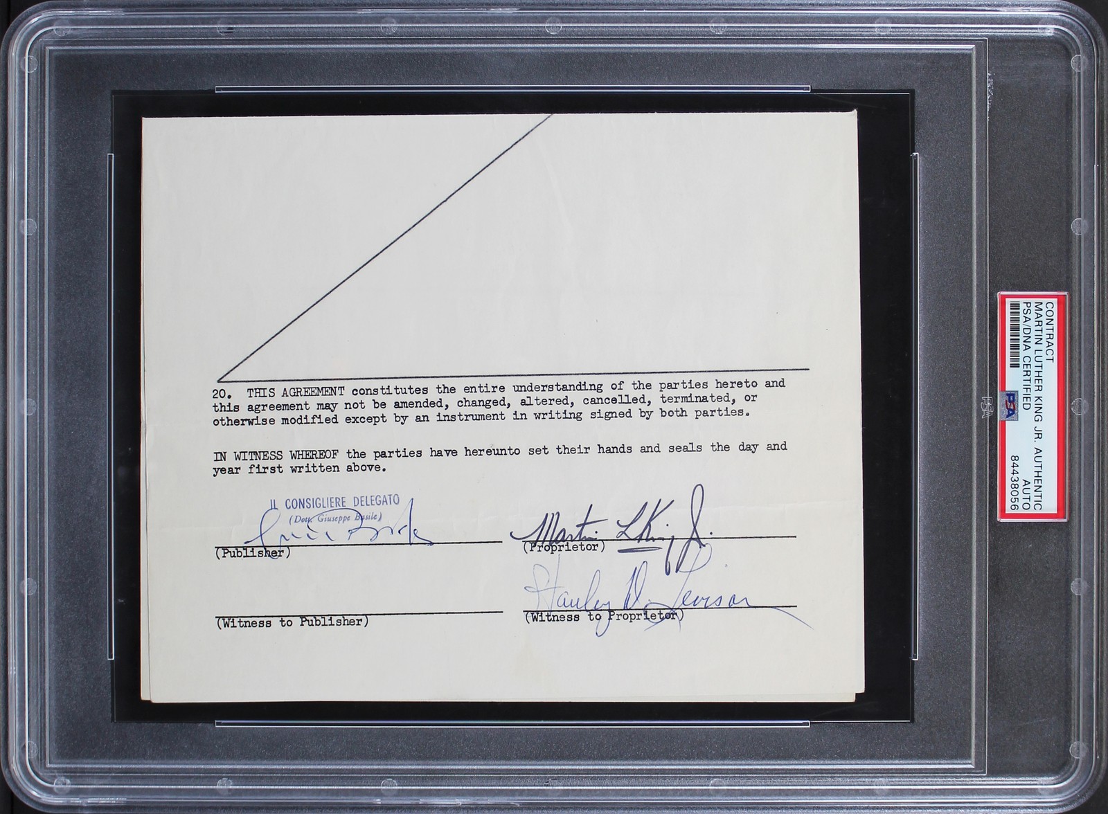 Martin Luther King Jr. Authentic Signed 7x8.5 Partial Contract PSA/DNA Slabbed Martin Luther King Jr. Authentic Signed 7x8.5 Partial Contract PSA/DNA Slabbed