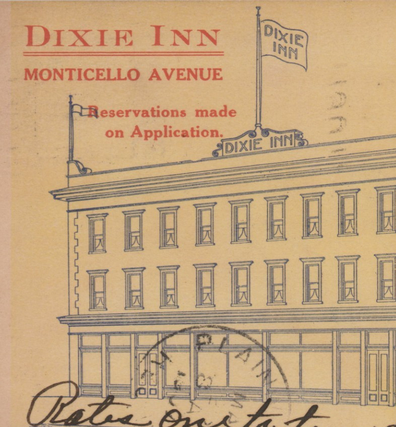1907 Dixie Inn Monticello Ave undivided Postcard Norfolk Virginia W S Thomason 1907 Dixie Inn Monticello Ave undivided Postcard Norfolk Virginia W S Thomason